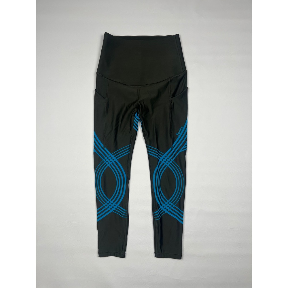 Fanka Body Sculpt Leggings Women's Small Green Blue Side Pocket 7/8 Compression